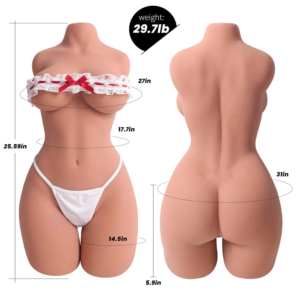 Adna-29.76LB Realistic Female Big Booty Sex Doll Torso (Brown)