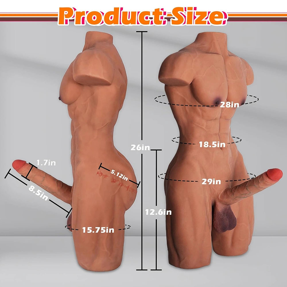 Tony-35LB Strong Muscle abs Male Sex Torso With 8.5″ Big Dildo