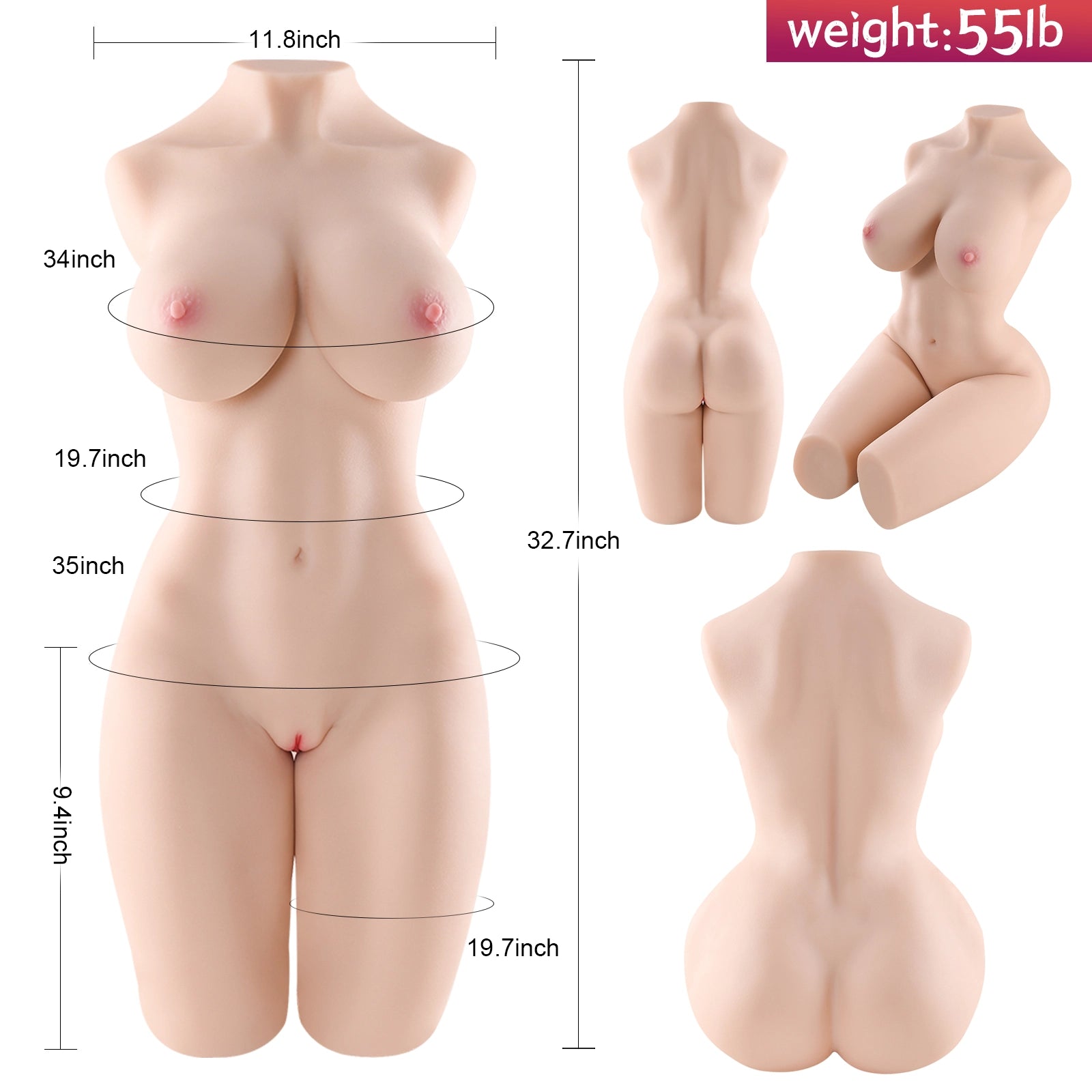 Aaliyah-55LB Lifelike Female Torso Sex Doll