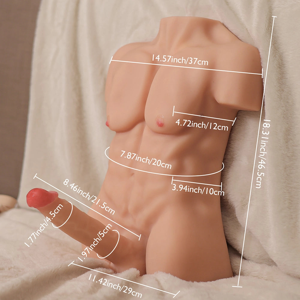 John-14LB Cheap Male Torso Dolls With 8.3″ Dildo